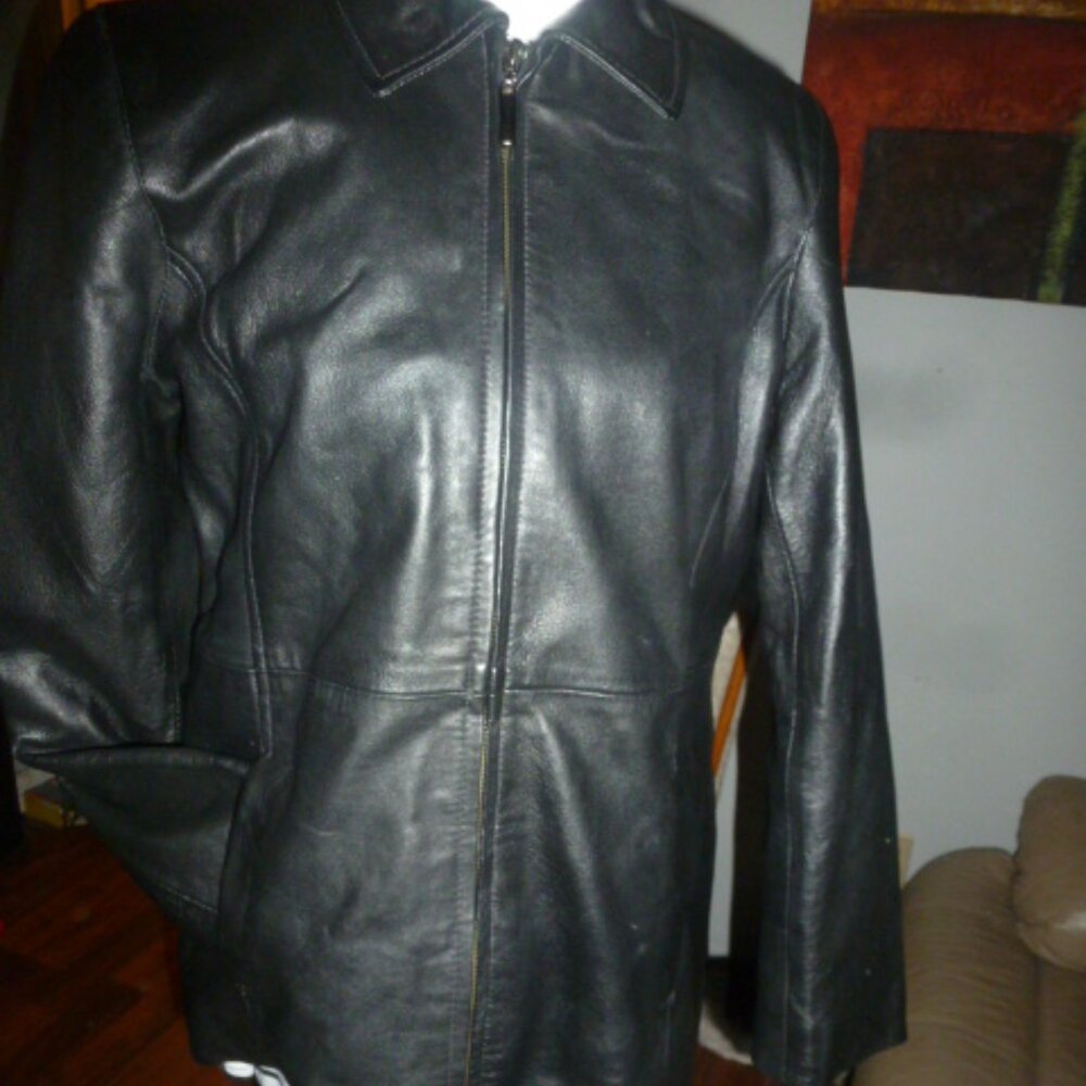 STYLE & CO Classic Black Genuine Leather Jacket – Size S Petite